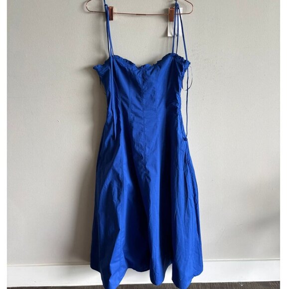 Zara Womens Bloggers Favorite Strappy Poplin Tie Midi Dress Blue Size Medium - Picture 12 of 15